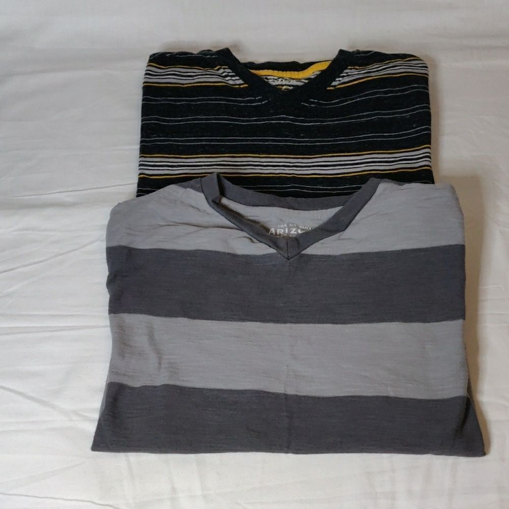 Arizona Jean Co. V-Neck‎ Striped T-Shirt; Lot of 2